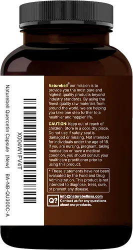 Miniatura 10 de NatureBell Quercetina 500mg - 300 Cápsulas - Suplemento ultra fuerte para un apoyo inmunológico saludable* - Dihidrato de Sophora Japonica