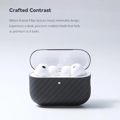 Miniatura 5 de DEFF Funda para AirPods Pro 3 (2025) - Funda protectora de fibra de aramida Dupont auténtica, ultra fina de 0.026 in y piel minimalista ligera