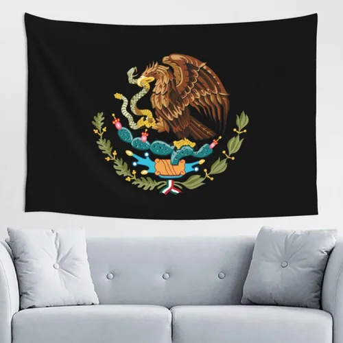 Miniatura 32 de JUHIOPOI Tapiz de pared con bandera de México, arte nocturno mexicano para decoración de pared lateral de dormitorio, (60 x 40 pulgadas)