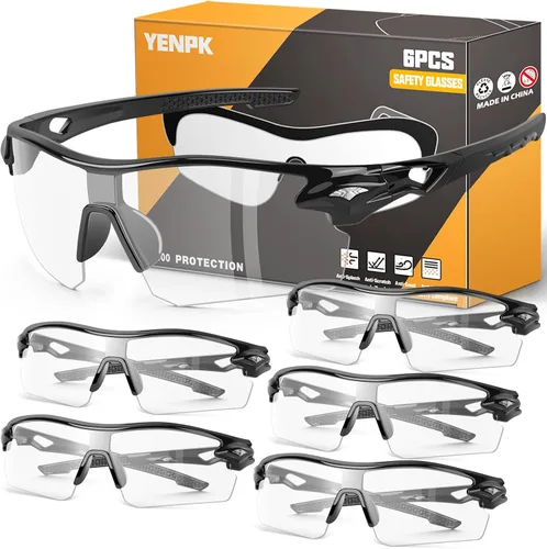 Miniatura 8 de Paquete de 6 lentes de seguridad, ANSI Z87.1+gafas protectoras UV, resistentes a los impactos y antiarañazos, para hombres y mujeres