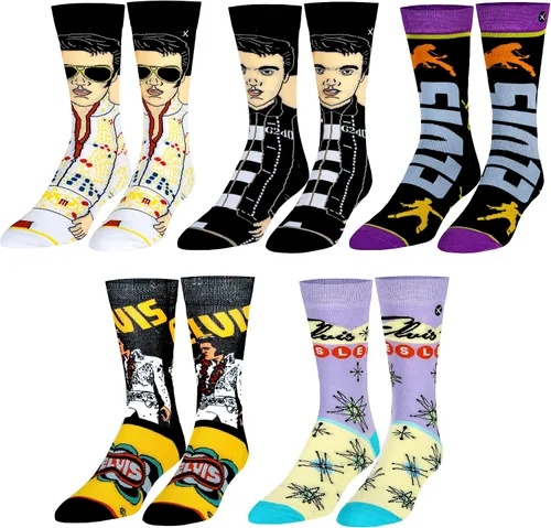 Odd Sox, Elvis Presley, The King of Rock N Roll - Calcetines para hombre, divertidos regalos de coleccionista, Negro -