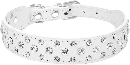 Miniatura 9 de Collar para perro con cristales de imitación, cuero sintético con brillantes, collar de cristales de diamante para mascotas, perro, gato, cachorro