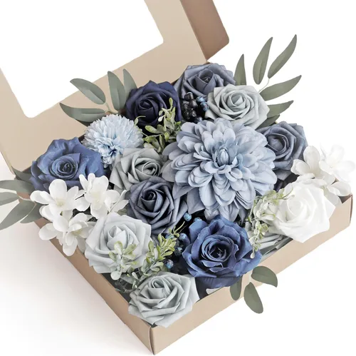 Miniatura 23 de MISSPIN Juego de flores artificiales para bricolaje, ramo de rosas falsas, flores para novia, boda, centro de mesa, decoración de mesa, bohemio