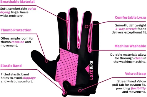 Miniatura 2 de Guantes de ciclismo, guantes de ciclismo para mujer, ligeros, transpirables, absorben los golpes, guantes deportivos con pantalla táctil, guantes