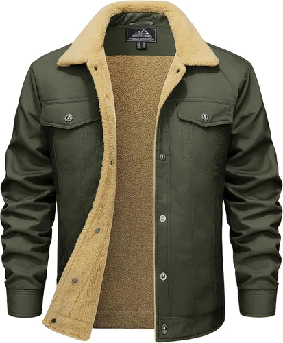 MAGCOMSEN - Chaquetas de invierno para hombre, gruesas, con forro polar térmico, chaquetas forradas de algodón cálido tipo sherpa, con múltiples