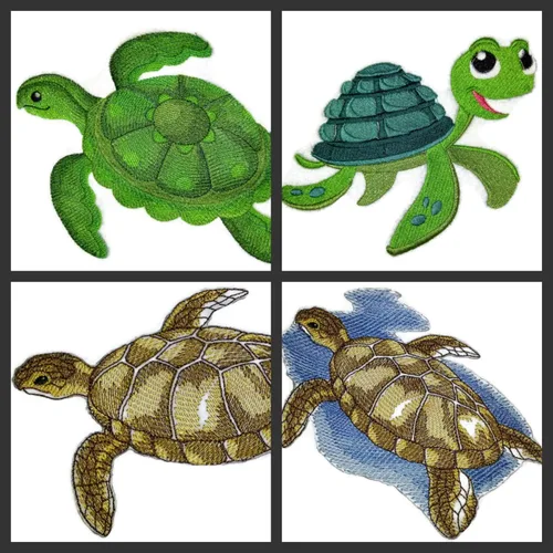 Nature's Bounty Hermosos retratos de tortugas personalizadas [tortuga marina en acuarela] Parche bordado para planchar y coser [7.28 x 5.85