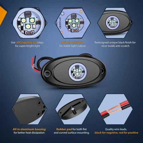 Miniatura 3 de Nilight - luz LED Rock, 4 unidades, nocturnas, para automóvil Blanco