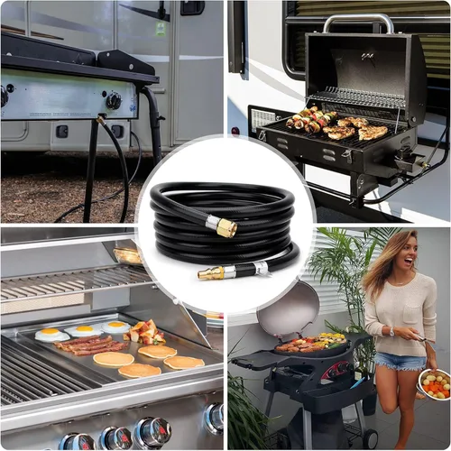 Miniatura 7 de Stanbroil Manguera de conexión RV de 12 pies para caravanas y campistas, 3/8 hembra x 1/4 de flujo completo de conexión rápida, manguera de propano