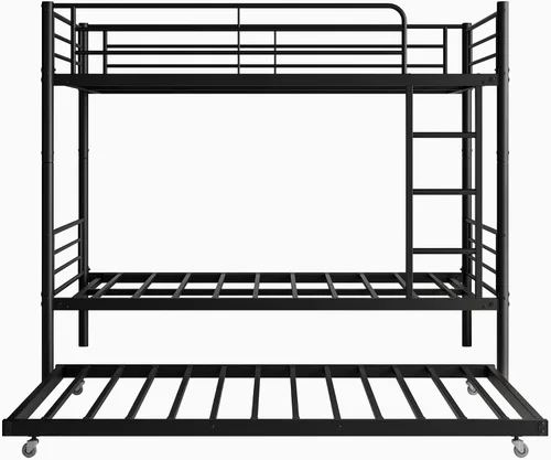 Miniatura 7 de Bellemave Litera de metal con nido, litera individual sobre individual con barandilla y escalera para niños/adolescentes, adultos, no necesita negro