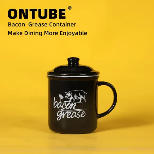 Miniatura 8 de ONTUBE Contenedor de grasa de tocino de cerámica con colador, recipiente para almacenamiento de aceite de cocina con colador para cocina