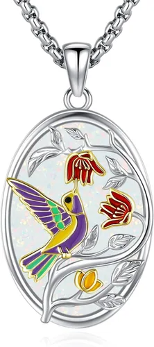 Miniatura 10 de Eusense Collar de ópalo para mujeres y hombres, joyería de ópalo azul y blanco de plata de ley 925 con dije de ópalo auténtico, regalo