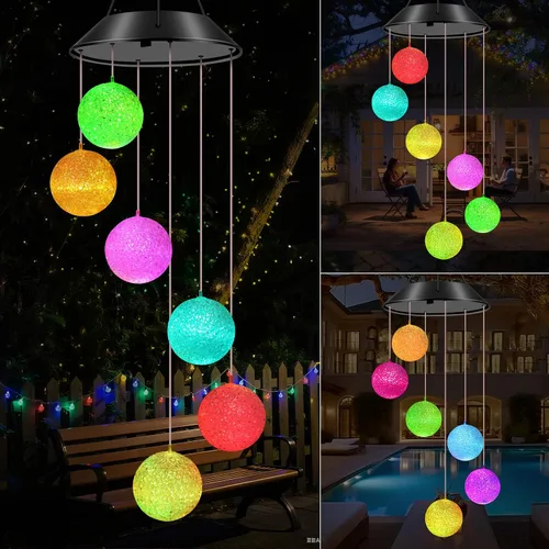Miniatura 8 de Campanillas de viento solares para exteriores, luces que cambian de color, regalo para mujeres, mamá, abuela, hermana, mejores regalos, campanillas