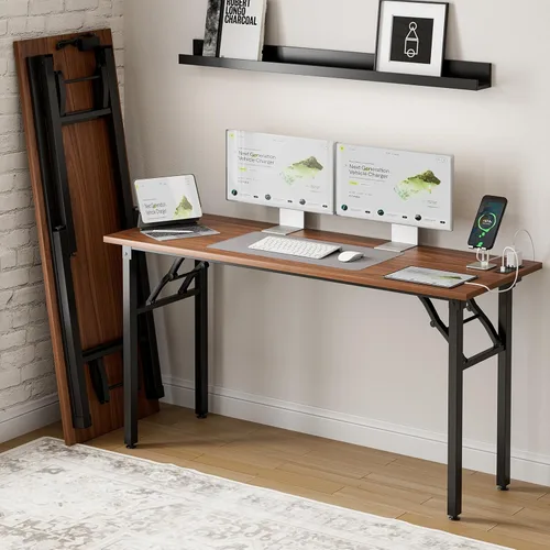 Miniatura 11 de Frylr Pequeño escritorio plegable para computadora, mesa portátil de 35.8 pulgadas para manualidades y estudio, escritorio ligero para espacios