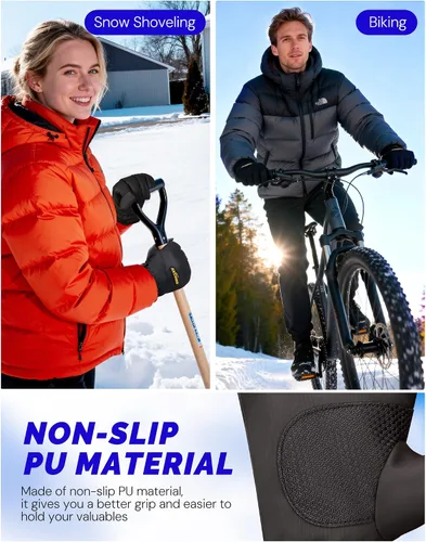 Miniatura 5 de Guantes de invierno impermeables para esquí y nieve, para mujeres y hombres, resistentes al viento, para clima frío, cálidos, térmicos