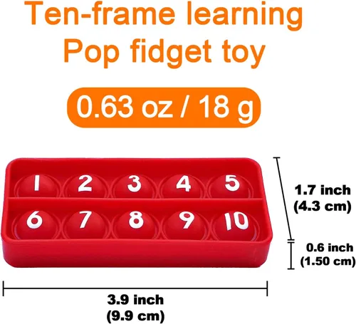 Miniatura 2 de Ten Frame Pop Math Manipulatives - Juego de 6 juguetes de silicona para la ansiedad para aulas de jardín de infantes - Atractivos juguetes