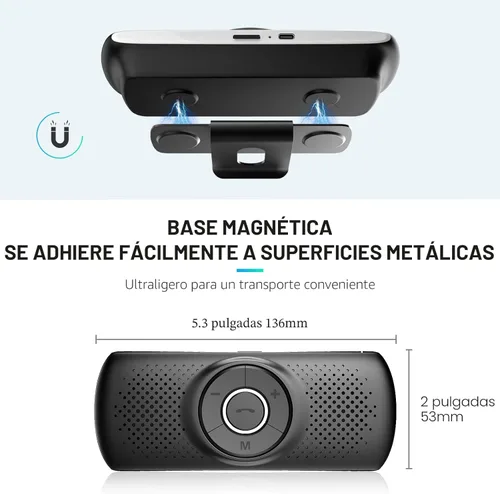 Miniatura 5 de AGPTEK Altavoz de coche con Bluetooth 5.3, kit de teléfono manos libres para llamadas, GPS y música con ranura para tarjeta TF, conexión Negro
