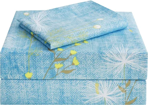 Miniatura 54 de JSD Juego de sábanas con estampado floral azul, tamaño Queen, 4 piezas, sábanas de microfibra con patrón suave, bolsillo extra profundo Sakura