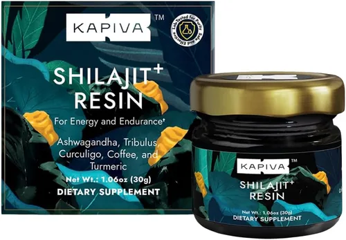 Kapiva Resina Shilajit orgánica del Himalaya Plus-500mg | Ultra pura, grado dorado, mineral de más de 80 trazas, ácido fúlvico, probada en