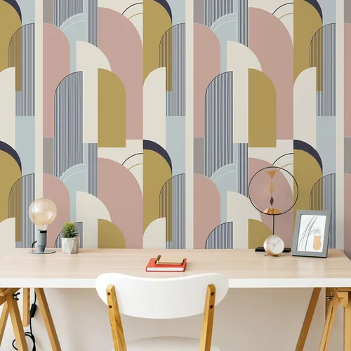 Miniatura 6 de VEELIKE Arches Papel Tapiz Geométrico Despegar y Pegar Papel Tapiz Boho Arte Geométrico Mural de Pared 17.7''x118'' Papel Tapiz Abstracto Moderno