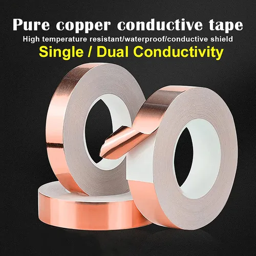 Miniatura 4 de vilihkc Cinta de lámina de cobre de doble cara (0.8 pulgadas x 66 pies) con conductor - blindaje EMI, vidrieras, soldadura, reparaciones eléctricas