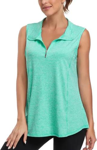 Miniatura 2 de Viracy Camiseta sin mangas con cremallera para mujer, de secado rápido, para entrenamiento de golf