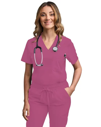 Miniatura 70 de Green Town Conjunto de ropa quirúrgica para mujer, pantalón deportivo y parte superior con cuello en V, 5 bolsillos, cintura de yoga, uniforme