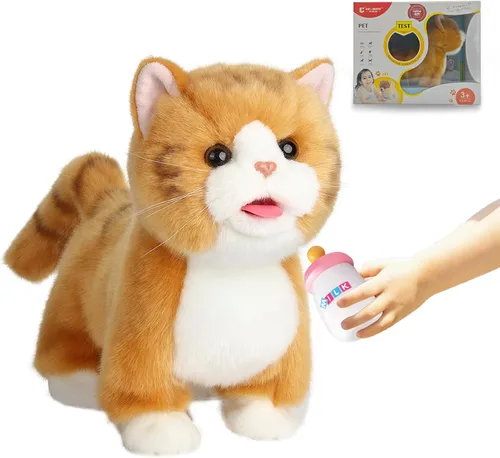 CU-MATE Juguetes eléctricos de peluche de 12 pulgadas, juguete electrónico de peluche para gato, robot interactivo, juguete interactivo para