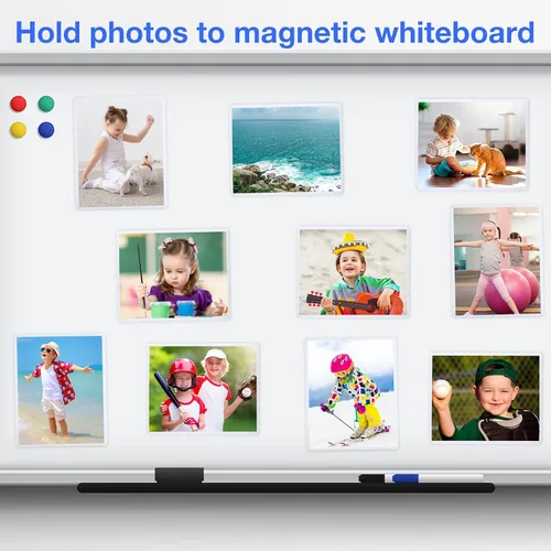 Miniatura 6 de Yunsailing Paquete de 50 marcos magnéticos de fotos de 2.5 x 3.5 pulgadas para refrigerador, imán blanco con bolsillos transparentes para nevera