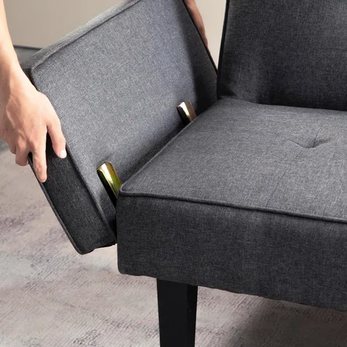 Miniatura 8 de Anwick Sofá cama de tela moderna, sofá biplaza convertible con 2 almohadas y reposabrazos, sofá reclinable plegable de 75 pulgadas con patas