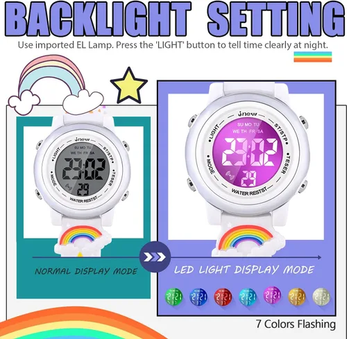 Miniatura 31 de Relojes impermeables de dibujos animados 3D para niñas con alarma, los mejores regalos de juguetes para niñas de 3 a 12 años