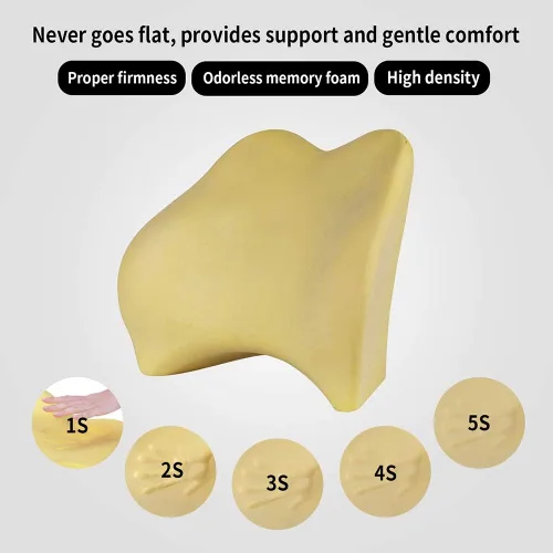 Miniatura 4 de Almohada de apoyo lumbar de espuma viscoelástica para coche - Soporte para la espalda para asiento de coche (Beige)