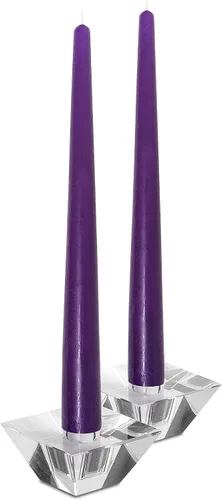 Miniatura 7 de Hyoola Velas cónicas altas – Velas cónicas sin goteo color morado de 14 pulgadas – 12 horas de tiempo de combustión – Paquete de 12