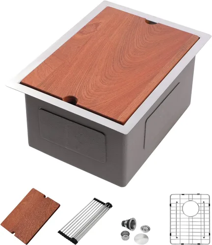 Miniatura 16 de Fregadero Dcolora de 30 Pulgadas para Instalación Bajo Encimera Negro de Acero Inoxidable Fregadero de Cocina Bajo Encimera Estación de Trabajo