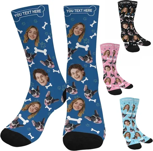 Miniatura 127 de Artsadd Calcetines personalizados para mujeres y hombres, amantes de los perros y gatos, regalos divertidos unisex personalizados