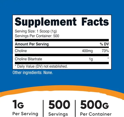 Miniatura 2 de Nutricost Polvo de bitartrato de colina pura 17.64 oz