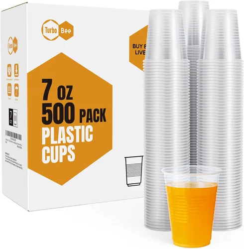 Miniatura 10 de Turbo Bee Paquete de 500 vasos de plástico desechables de 9 onzas, resistentes al calor y seguros para alimentos para bebidas calientes/frías
