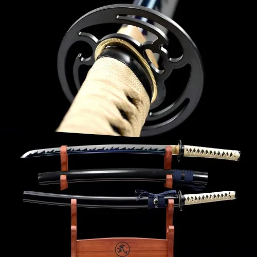Miniatura 10 de Espada samurái Wakizashi hecha a mano, Katana de espiga completa, espada media, cuchillos japoneses hechos a mano listos para la batalla