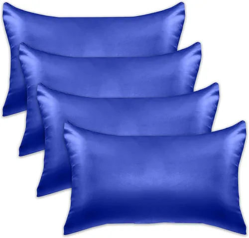 Miniatura 57 de Elegant Comfort Juego de 4 fundas de almohada de satén de viscosa refrescante con cierre de cremallera oculto, suave como la seda para el cuidado