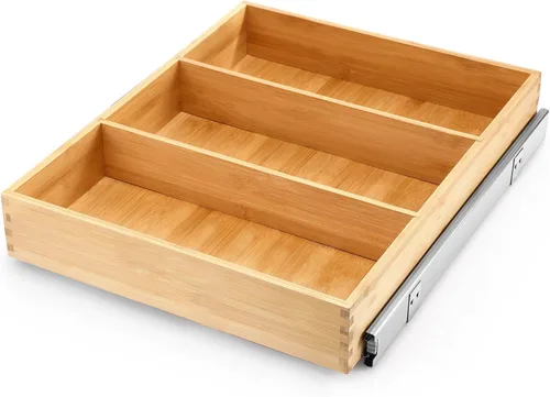 Fabsome Organizador de Cajón Extraíble para Gabinete de Cocina, Estante de Almacenamiento de Madera de Bambú Deslizante para Organización, Estante
