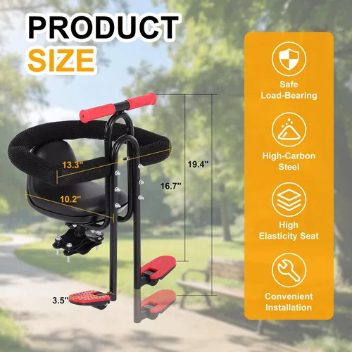 Miniatura 7 de Asiento de bicicleta para niños, asiento delantero, asiento para niños, asiento deportivo para bicicleta para adultos, asiento delantero