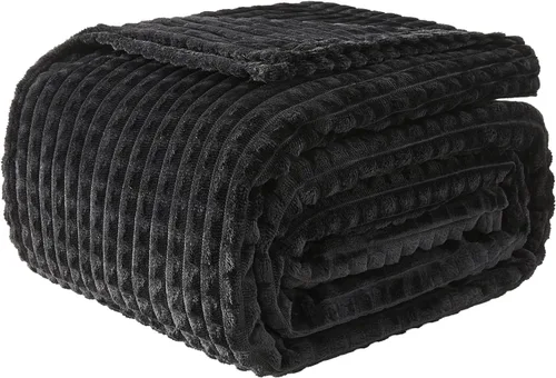Miniatura 25 de EMME Manta de vellón, manta jacquard 3D para sofá y cama, manta suave, acogedora y esponjosa, ligera, de franela de lujo con diseño de cuadrícula