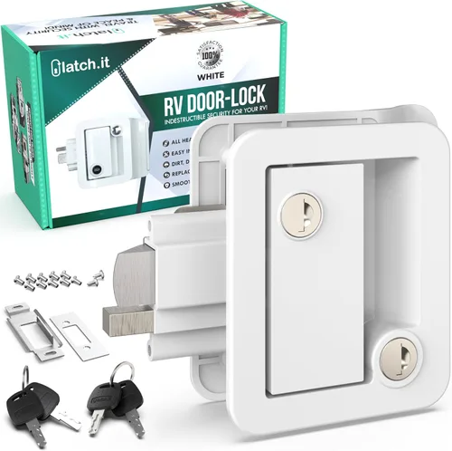 Miniatura 7 de LATCH.IT Reemplazo de Cerradura de Puerta Negra para RV Manija de Puerta de RV Totalmente de Metal se Adapta a Agujeros de 2.75"x3.75" Cerradura