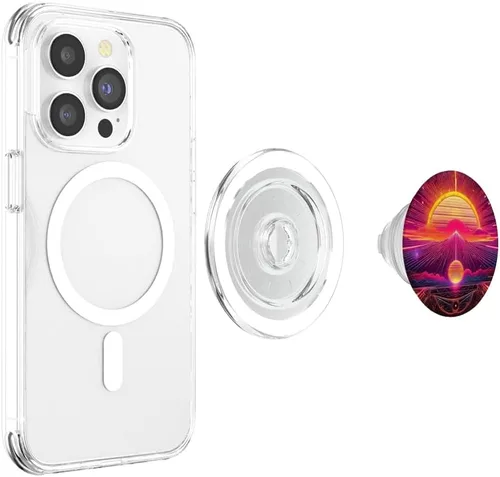 Miniatura 4 de Retro 80s Movie Synthwave Vaporwave Decor Hippie Sun Print PopSockets MagSafe PopGrip for iPhone