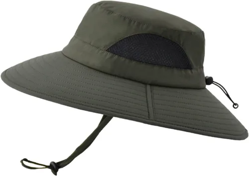 Miniatura 14 de Surblue Sombrero de sol para mujeres/hombres, sombrero de pesca con protección UV UPF 50+ sombrero de pescador de ala ancha Caqui