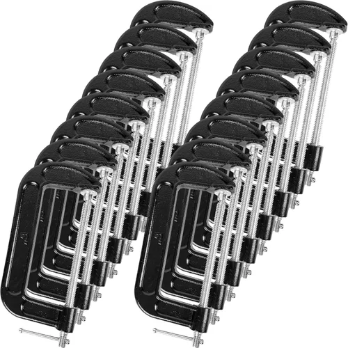 Miniatura 10 de 8 Pcs C Clamp 1 Inch Heavy Duty Steel C Clamp Set Cast Iron Frame Sliding T-Handle More Stability Massive Clamps for Woodworking, Welding, Building