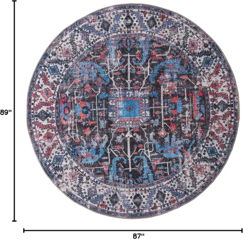 Miniatura 2 de Unique Loom Mangata Collection - Alfombra de área Mahtaab (Runner 2' 0" x 5' 0", negro/azul)