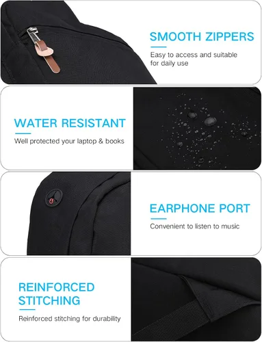 Miniatura 3 de RAVUO Mochila escolar para adolescentes, niños y niñas, grande de 20 litros, resistente al agua, 15.6 pulgadas, con bolsillo trasero antirrobo, 10