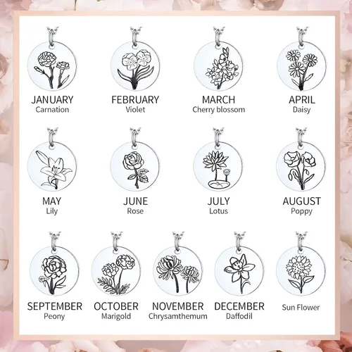 Miniatura 3 de ChicSilver Collar de plata de ley 925 con colgante de moneda de disco floral grabado, plata y oro (con caja de regalo)