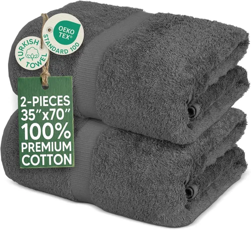 Miniatura 29 de Towel Bazaar Toallas Turcas de Algodón Premium Súper Suaves y Absorbentes (Juego de 2 Toallas de Baño Grandes, Blanco)