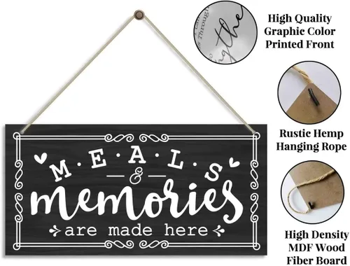 Miniatura 5 de Letrero decorativo para puerta de cocina, Meals & Memories Are Made Here, placa de madera para pared de cocina, decoración de inauguración